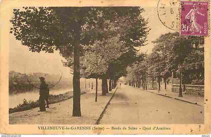 92 - Villeneuve la Garenne - Bords de Seine - Quai d'Asniéres - Animée - Oblitération ronde de 1935 - CPA - Voir Scans R