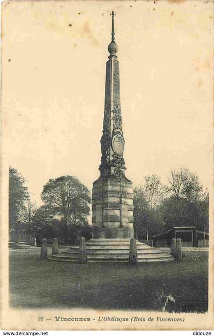 94 - Vincennes - Bois de Vincennes - L'Obélisque - CPA - Voir Scans Recto-Verso