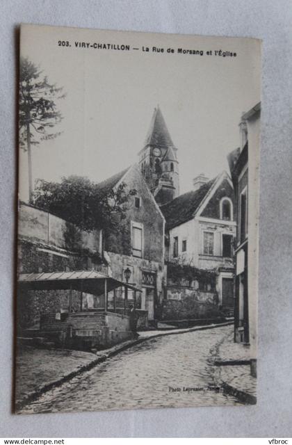 Viry Chatillon, la rue de Morsang et l'église, Essonne 91