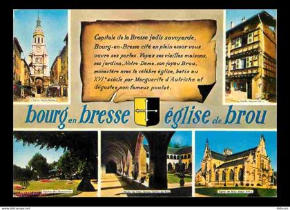 01 - Bourg en Bresse - Eglise de Brou - intérieur de l'Eglise de Brou - Multivues - Blasons - CPM - Voir Scans Recto-Ver