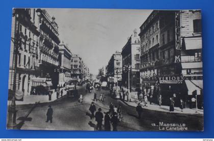 1945 LA CANEBIERE .MARSEILLE CPSM-Carte Postale[13] Bouches-du-Rhône Très animée ligne tramway trolley bus pour Paris 18