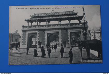 1906 CPA EXPOSITION COLONIALE MARSEILLE COCHINCHINE-PORTE D'ANNAME ÉLÉPHANTS-INDOCHINE Carte Postale 13 Bouches-du-Rhône