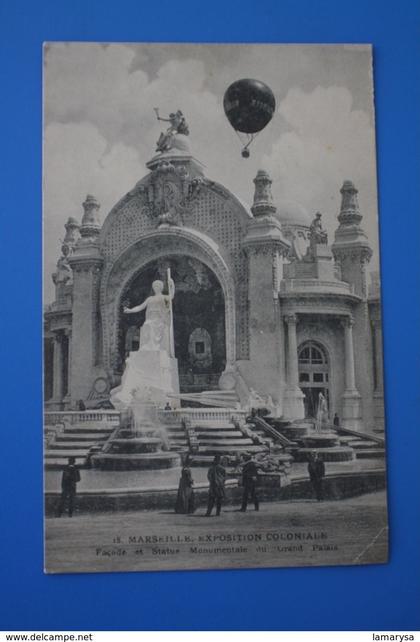 1906 CPA EXPOSITION COLONIALE MARSEILLE- FAÇADE ET STATUE MONUMENTALE GRAND PALAIS Carte Postale Bouches-du-Rhône 13