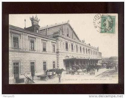 marseille la gare st charles arrivée édit.EL n° 17 animée   belle carte