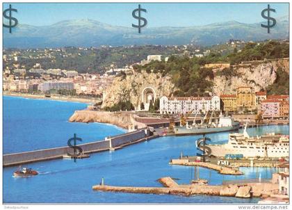 NICE : panorama sur le port 1977 ( ferry boat bateau cargo maritime vessel ship schiff nave )