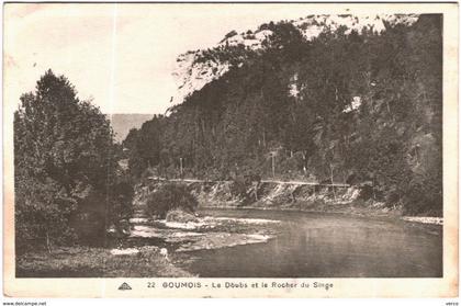 Carte Postale Ancienne de GOUMOIS-Le Doubs et le rocher du singe