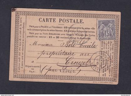 Carte postale correspondance Joseph Frasque Pontarlier à Emile Bole Le Crouzet Levier 50231