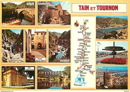 26 - Tain l'Hermitage - Tournon - Multivues - Carte Géographique - Flamme Postale de Tournon sur Rhone - CPM - Voir Scan