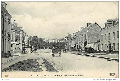 eure - ref  A 532 -  gaillon - entree par la route de paris  - garage cycles automobiles - garages -   carte bon etat -