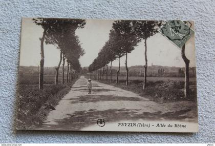 Cpa 1921, Feyzin, allée du Rhône, Isère 38