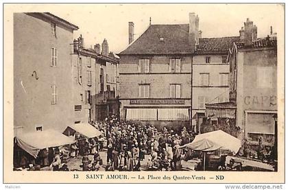 - ref -H19- jura - saint amour - st amour -  place des quatre vents - marche - cafe de la renaissance  - carte bon etat-