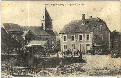 CARTE POSTALE  ANCIENNE DE ANDILLY - L'EGLISE ET LA MAIRIE