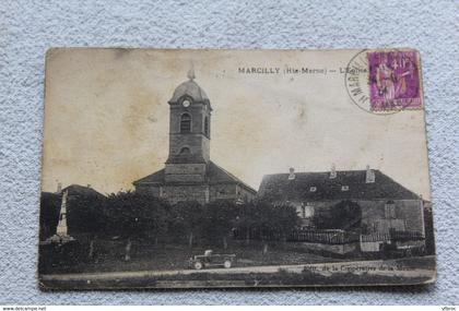 Cpa 1934, Marcilly, l'église, haute Marne 52