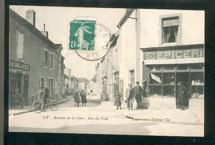 Gy - Avenue de la Gare - Rue du Pont (Belle carte animée)