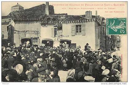 tarn-et-garonne - ref A 233 - puylaroque - puy-laroque - industrie du chapeau  de paille- marché - achat de tresses-