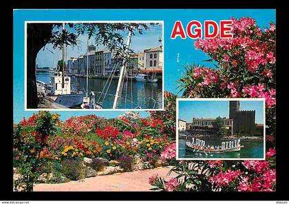 34 - Agde - Multivues - Fleurs - Bateaux - Joutes Nautiques - Flamme Postale de Agde - CPM - Voir Scans Recto-Verso