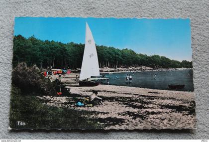 E533, Cpsm, Andernos les bains, le Mauret, la plage devant le terrain de camping, Gironde 33