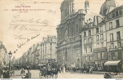 PARIS arrondissement 04  TOUT PARIS rue Saint antoine église St Paul