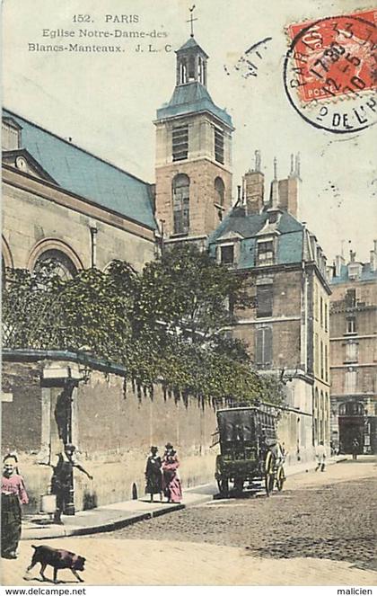 - paris -ref-B888-  eglise notre dame des blancs manteaux - 04e arrondissement - carte colorisee bon etat -