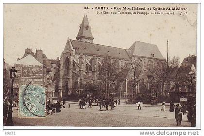 Dép 75 - K905 - Paris - Arrondissement: 05 - Rue Mouffetard et église Saint Médard - état