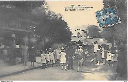 CPA Paris Buttes Chaumont - Parc des Buttes Chaumont - En voiture à ânes