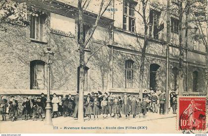 PARIS 20 arrondissement  avenue gambetta école des Filles