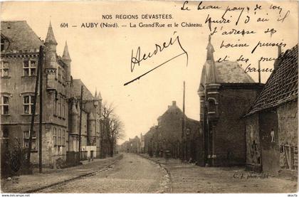 CPA Nos Regions Devastées - Auby - La Grand'Rue et le Cheteau (204827)