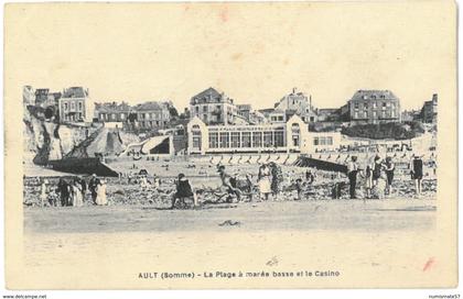 CPA AULT - La Plage à marée basse et le Casino - Photo H. Milan , Ault