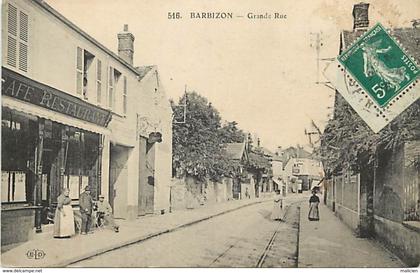 - seine et marne - ref-B303 - barbizon - grande rue - cafe restaurant - cafes - restaurants - carte bon etat -