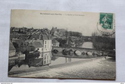 Beaumont sur Sarthe, la Sarthe et pont romain, Sarthe 72