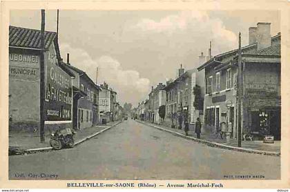 69 - Belleville sur Saone - Avenue Maréchal Foch - Animée - CPA - Voir Scans Recto-Verso