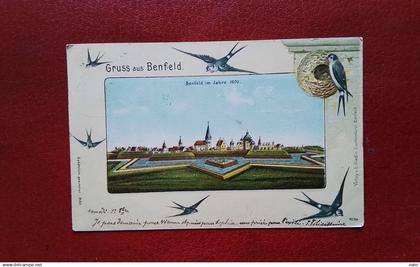 67 - BENFELD - GRUSS AUS BENFELD -" BENFELD IM JAHRE 1600  " -  + CACHET Ambulant .... - " RARE " -