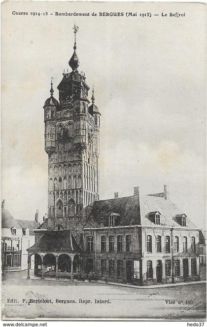 Guerre 1914-15 - Bombardement de Bergues (Mai 1915) - Le Beffroi