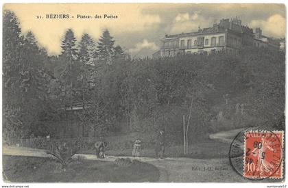 CPA BEZIERS - Plateau des Poètes - Ed. J-Q. , Béziers n°21 - Année 1909