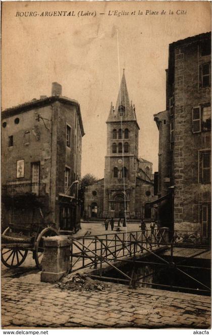 CPA Bourg Argental- Eglise et la Place de la Cite FRANCE (907002)