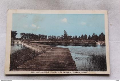 Cpa 1937, Bray sur Seine, le barrage et l'écluse de Jaulnes, Seine et Marne 77