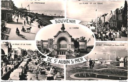 CPA Carte Postale France-Saint-Aubin-sur-Mer- Souvenir de Saint-Aubin-sur-Mer 1957  VM45267