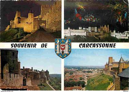 11 - Carcassonne - La Cité médiévale - Multivues - Blasons - Flamme Postale de Carcassonne - CPM - Voir Scans Recto-Vers