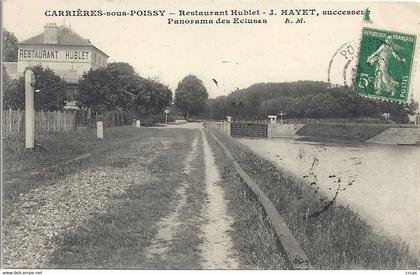 CPA Carrières-sous-Poissy Restaurant Hublet J Hayet Successeur Panorama des Ecluses