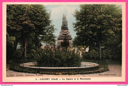 Caudry - Le Square et le Monument - Edit. AVOINE Journaux Caudry - Photo CIM - Colorisée