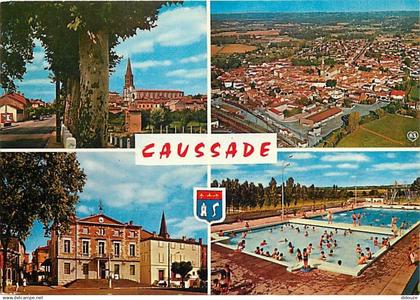 82 - Caussade - Multivues - Piscine - Blasons - CPM - Voir Scans Recto-Verso