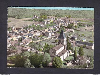 CPSM en avion au-dessus de CAZALS (46) Notre Dame de Cazals et vue generale aerienne LAPIE 1