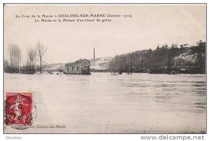 CHALONS SUR MARNE LA CRUE (JANVIER 1910) LA MARNE ET LA MAISON D'UN TIREUR DE GREVE