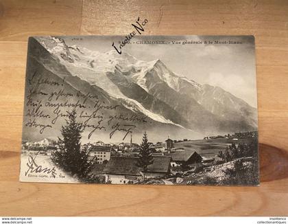 CPA Chamonix - Vue générale & le Mont-Blanc - Circulée - Non divisée - 1903 - TBE - Edit Giletta