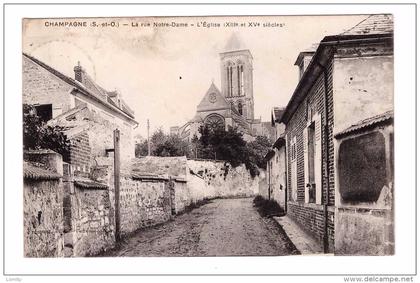 95 champagne sur oise la rue notre dame eglise , cachet champagne sur oise