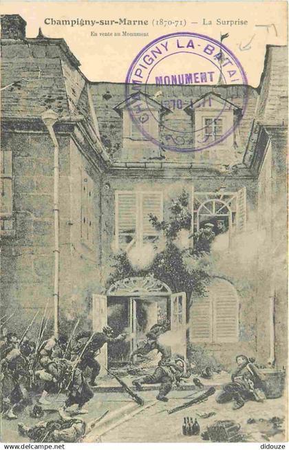 94 - Champigny sur Marne - Bataille de Champigny 1870-71 - La Surprise - Histoire - Militaria - CPA - Cachet officiel -