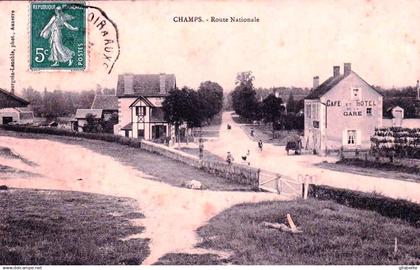 89 - yonne - CHAMPS sur YONNE - route Nationale - café hotel de la gare