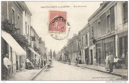 CPA Châteauneuf sur Sarthe - Rue Nationale