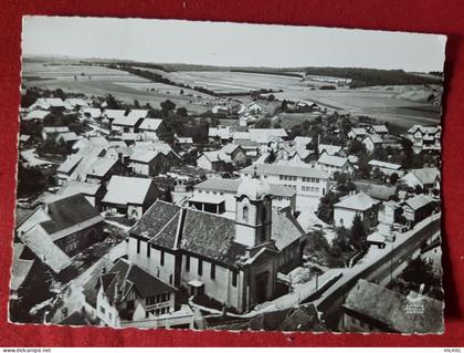 CPSM grand format -  En avion au dessus de...  Châtenois-les-Forges  (Territoire de Belfort ) L'église et les Ecoles