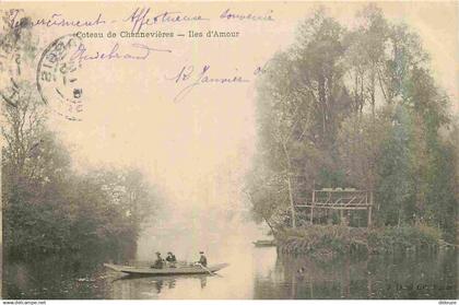 94 - Chennevieres sur Marne - Coteau de Chennevières - Iles d'Amour - Animée - Canotage - CPA - Oblitération de 1906 - V